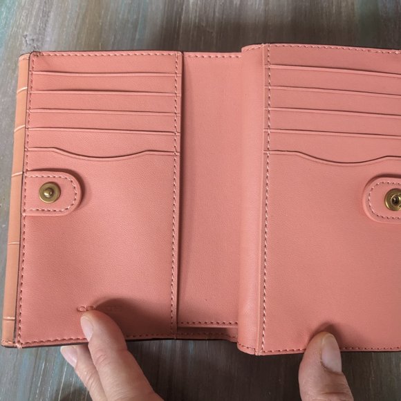 Coach Pink Croc-Embossed Wallet with Gold Hardware - Picture 4 of 11